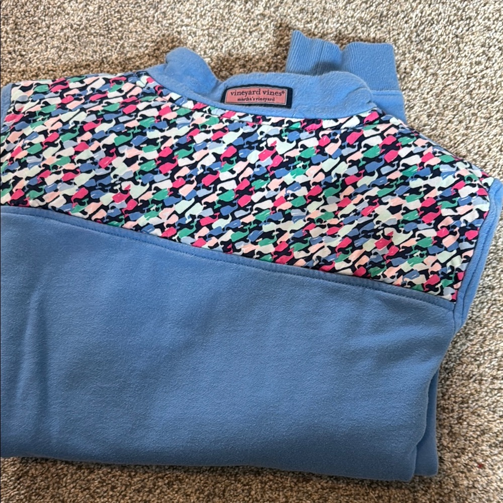 Vineyard Vines Blue Zip Up Sweater with Standing Collar - Picture 4 of 4